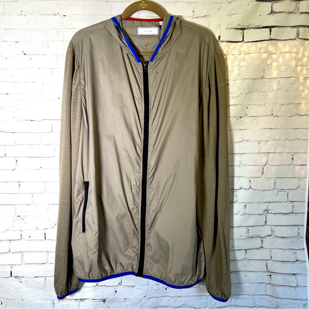 Five Four Potter Windbreaker Lightweight Jacket w/ Hood Knit Sleeves Size XL